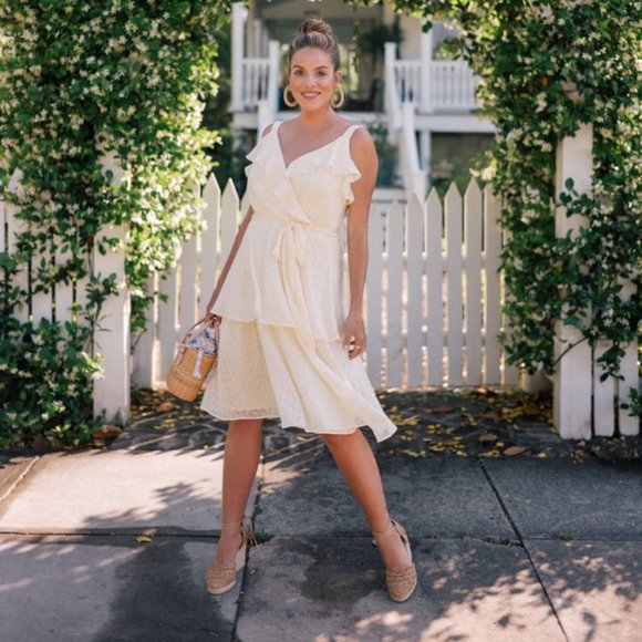 NWT $188 GAL MEETS GLAM eyelet faux wrap dress - Picture 5 of 12